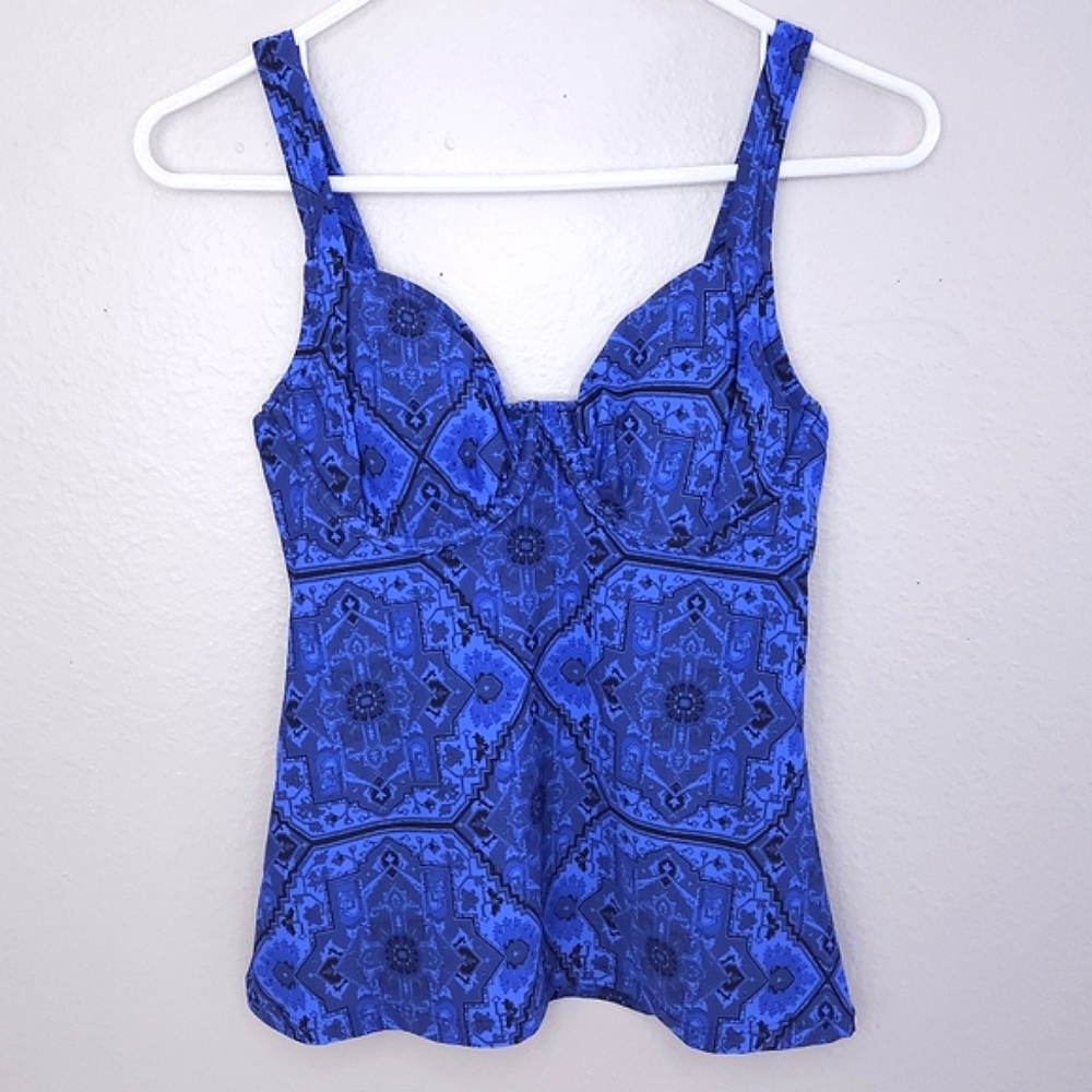 New! TITLE NINE Bodacious Tankini Swim Tank Top 32D Blue Mandala